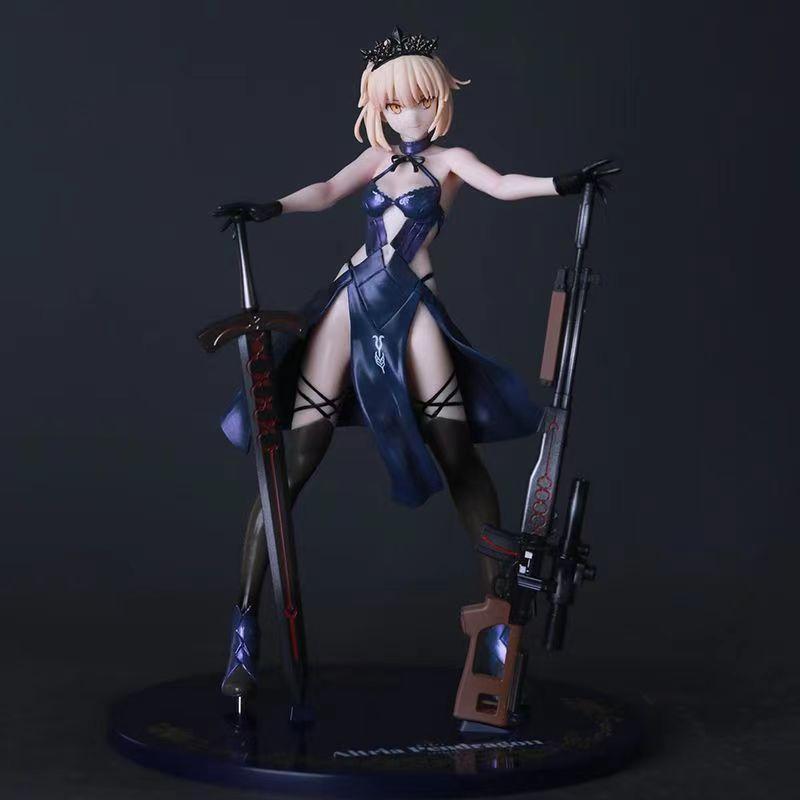 Black Saber Alter Artoria Pendragon Fate Grand Order Anime Collectible Figure With Gun Sword Desktop Decoration For Anime Fans