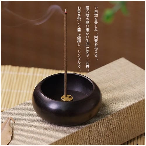 YJRUNFU Incense Holder, Stylish Wooden Incense Holder, Spill-Proof Ash Holder, Japanese-Style Mini Buddhist Altar Incense Burner, Ideal for Meditation