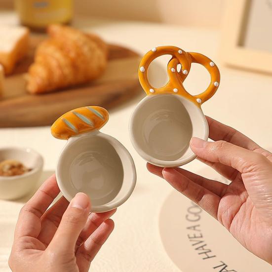 Ceramic Sauce Dishes Creative Bread Baguette Shape Dip Bowls Seasoning Dishes Food Storage Container for Home Restaurants Parties