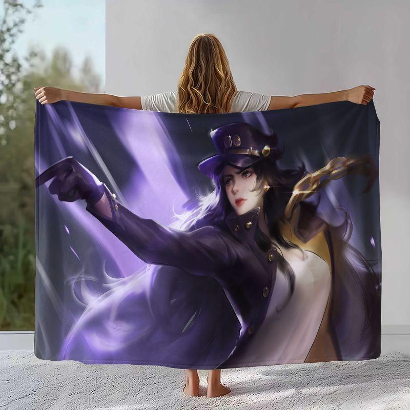 Anime JoJo Bizarre Adventure Cartoon Flannel Blanket,Ultra Soft Warm Plush Throw for Home Bedroom Bed Sofa Cover Office Picnic