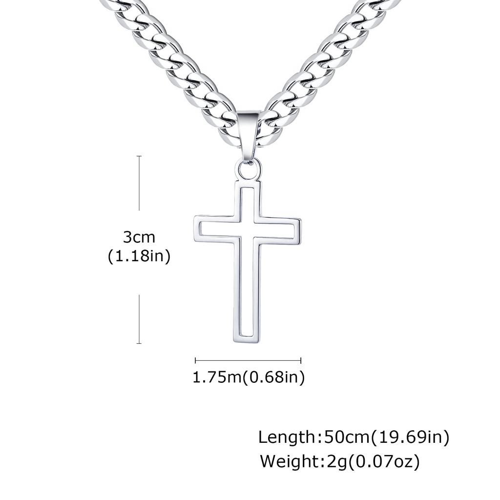 Stainless Steel Cross Necklace for Men, Christian Jesus Pendant Necklace, Catholicism Religious Faith Jewelry Easter Gifts