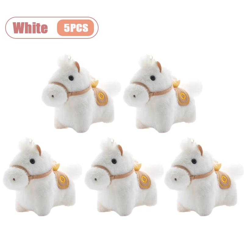 Realistic Pony Doll Horse Year Mascot Plush Toy Keychain Childrens Play Ornament Hanging Charm Animal Collectible Gift Accessory