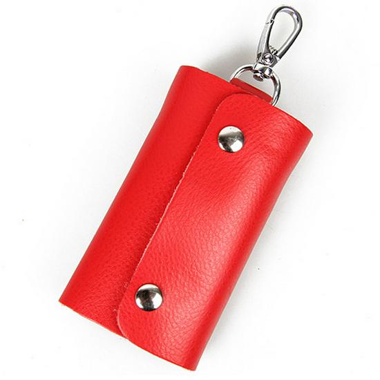 Candy Color Genuine Leather Key Bag - Unisex Cowhide Key Holder