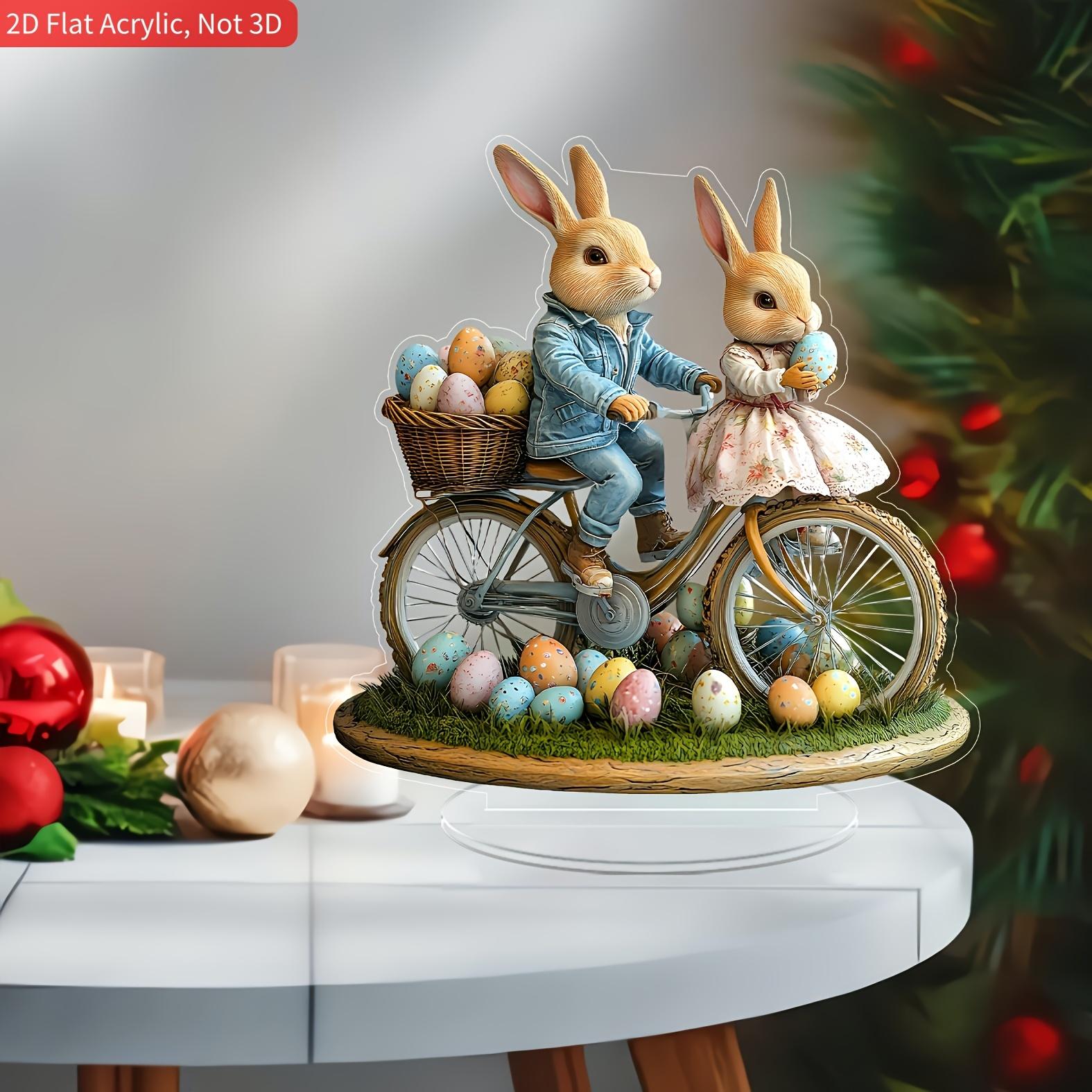 

New Easter 2D Visual Rabbit Ornaments Acrylic Holiday Desktop Decoration Cartoon Crafts Ornaments, Holiday Decoration Gifts