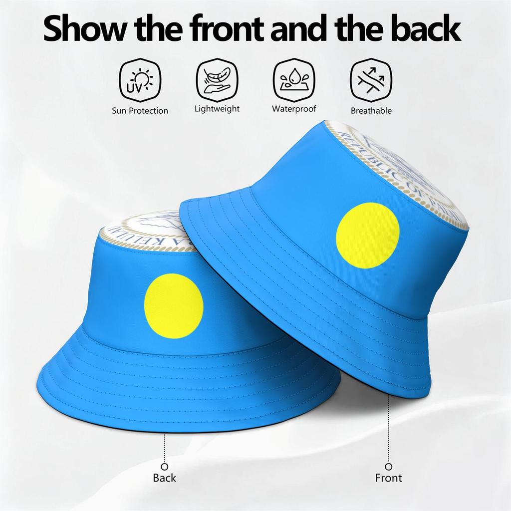 Palau Fisherman Hats Free Custom Name Number Team Logo Bucket Cap Nation Flag Pa Country College Photo Headgear