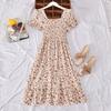 Women Classy Corset Dresses Floral Printed Elastic Casual