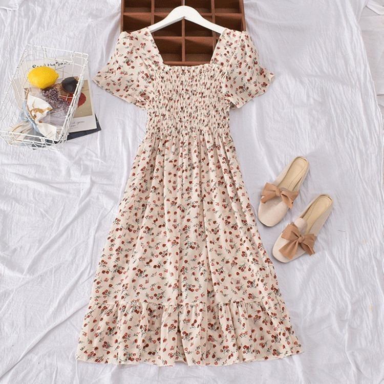 Women Classy Corset Dresses Floral Printed Elastic Casual