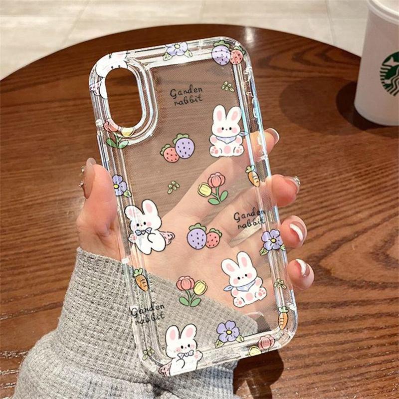 Cartoon Rabbit Pattern Soft Phone Case Funda For  Redmi Note 13 Pro 5G Note 12 11 11S 10S 10 9 4G Anti Fall Airbag Covers