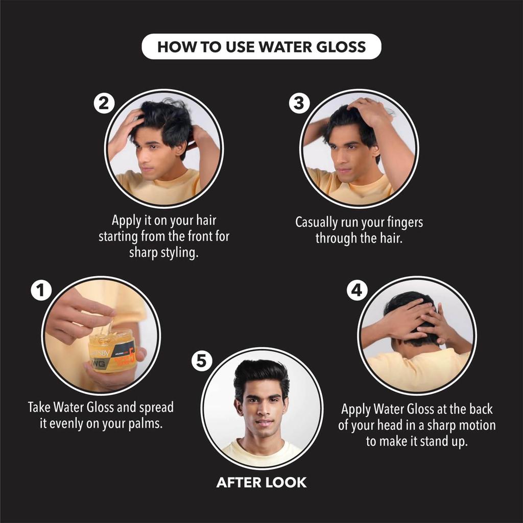 Gatsby Water Gloss Hair Gel 300g Super Hard Hold Wet Look Shine Non Sticky Long Lasting Styling Gel for Men