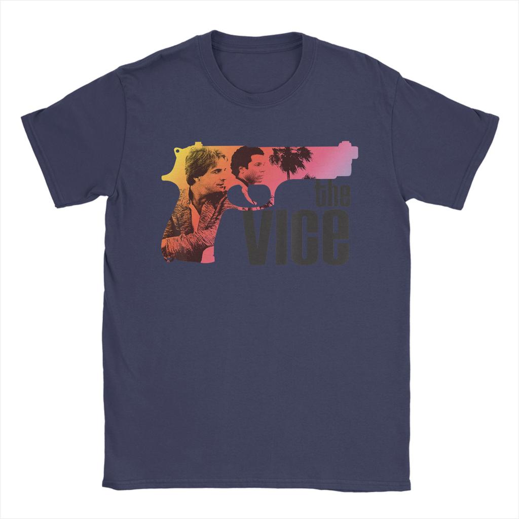 Miami Vice Neon Gun T Shirt Summer Harajuku T Shirts Men Cotton Round Neck Plus Size Clothes Short Sleeves Y2k Casual Tshirt