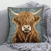 Vikama Elegant Highland Cow Portrait Pillowcase Hand Washable Perfect For Decorating Sofas, Bedrooms, And Offices