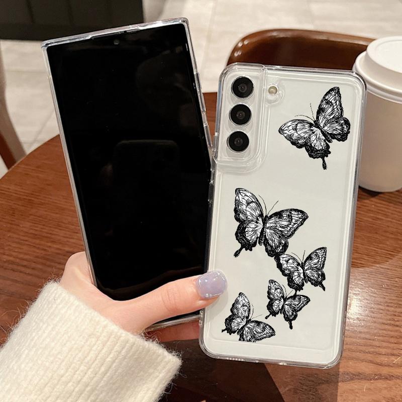 Schmetterling Blumen Hülle für Samsung Galaxy A56 A55 A54 5G A36 A35 A34 A26 A16 A15 S21 FE S22 S23 S24 Plus S25 Edge S25 Ultra Klare Weiche TPU Handyhülle