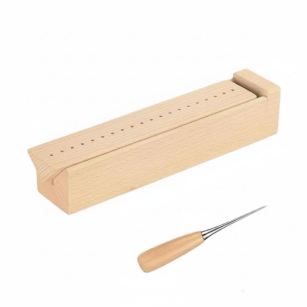 Bookbinding Punch Tool Wooden Punching Jig with Awl Beginner-Friendly
