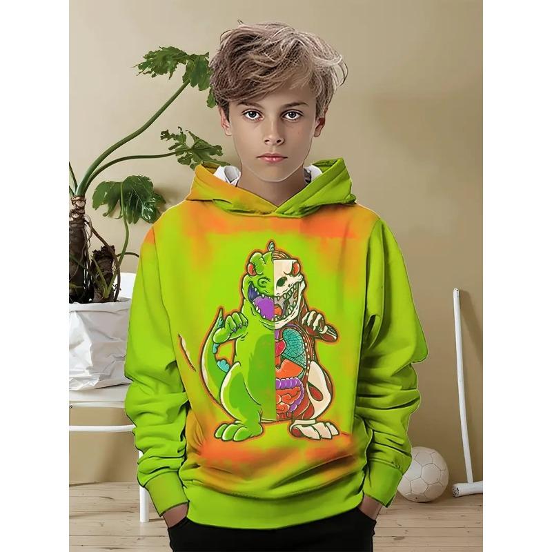 Autumn 3D Cute Animal Pattern Printed Hoodies Fashionable Casual Sports Long Sleeved Children's Boy Hooded Sweatshirts