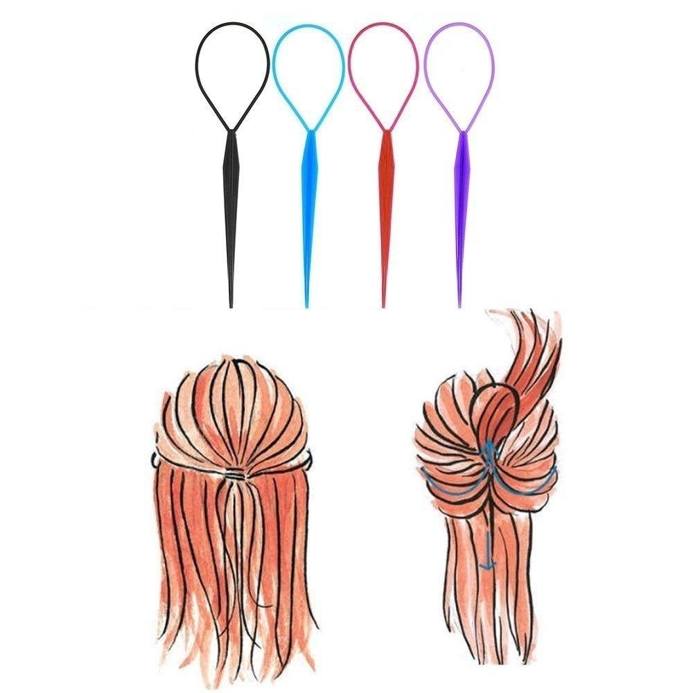 2pcs/Set Ponytail Creator Plastic Loop Black Pony Topsy Tail Clip Hair Accessories Braiding Maker Styling Tool For Women Girls