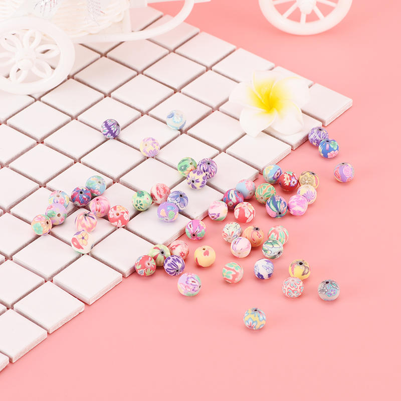 Buy 50Pcs Unique Design Practical Clay Round Beads Durable In Use at