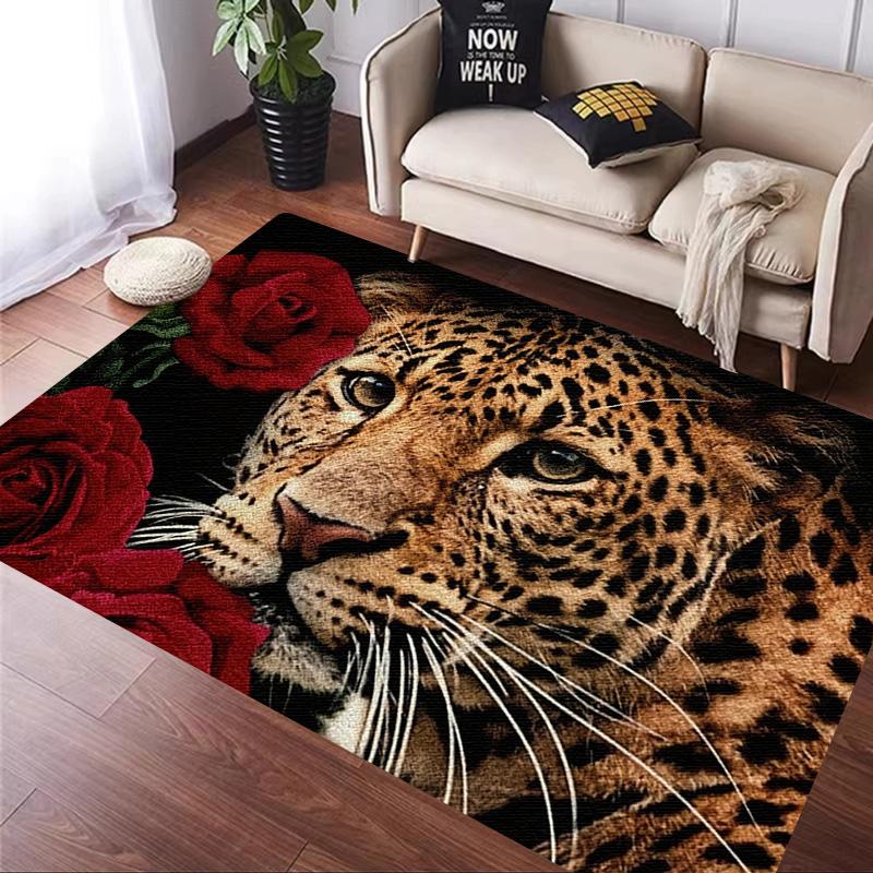 Rose leopard print carpet African cheetah room decoration Large Area Rugs Living Sofa Doormat Non Slip Hallway Balcony Floor Mat