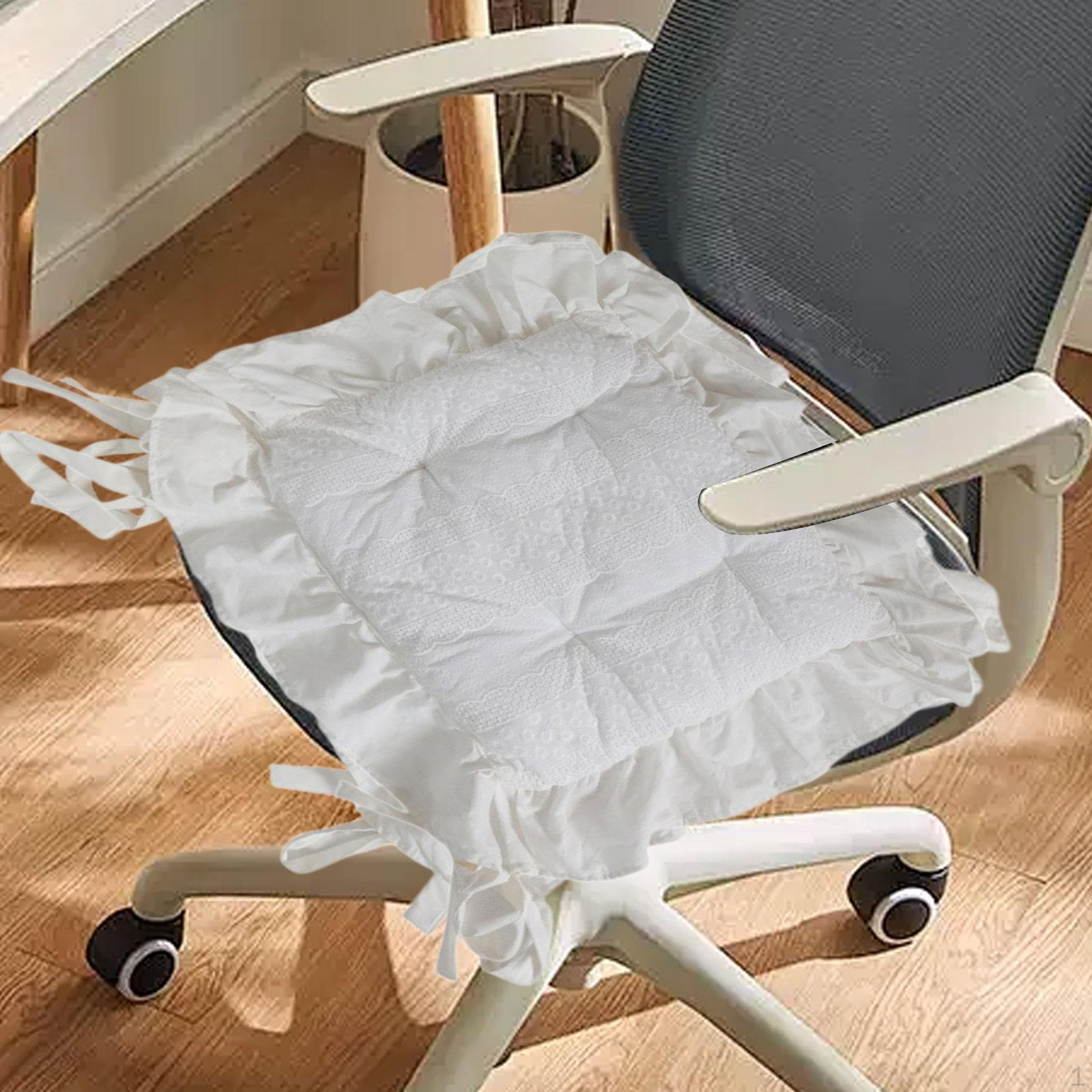 

Ruffle Chair Cushion Floral Ruffled Pad Comfortable Multipurpose Seat Flower Print for White Flower