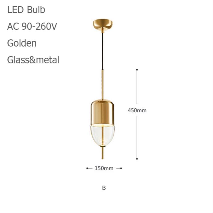 Nordic Modern Brass Glass Pendant Lamp LED Living Room Bedroom Restaurant Bar Cafe Interior Decoration Hanging Lamp