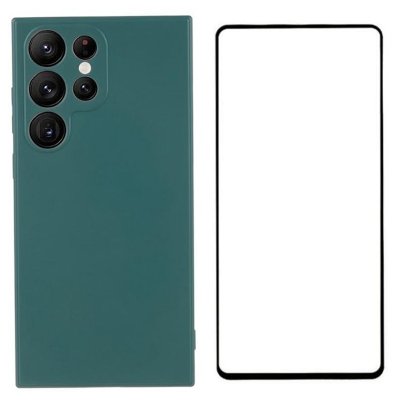 

For Samsung Galaxy S23 Ultra Case with Screen Protector Soft TPU Phone Cover Army Green