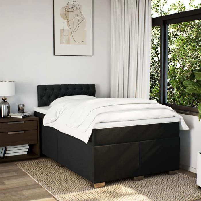 Maison Exclusive - Sommier à lattes de lit avec matelas Noir 120x200 cm Tissu