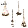 Exotic Style Home Decor Bohemian Metal Bell Pendant with Wooden Beads & Jute Rope, Retro Colorful Beaded Door Hanger Hanging Wind Chime for Window And