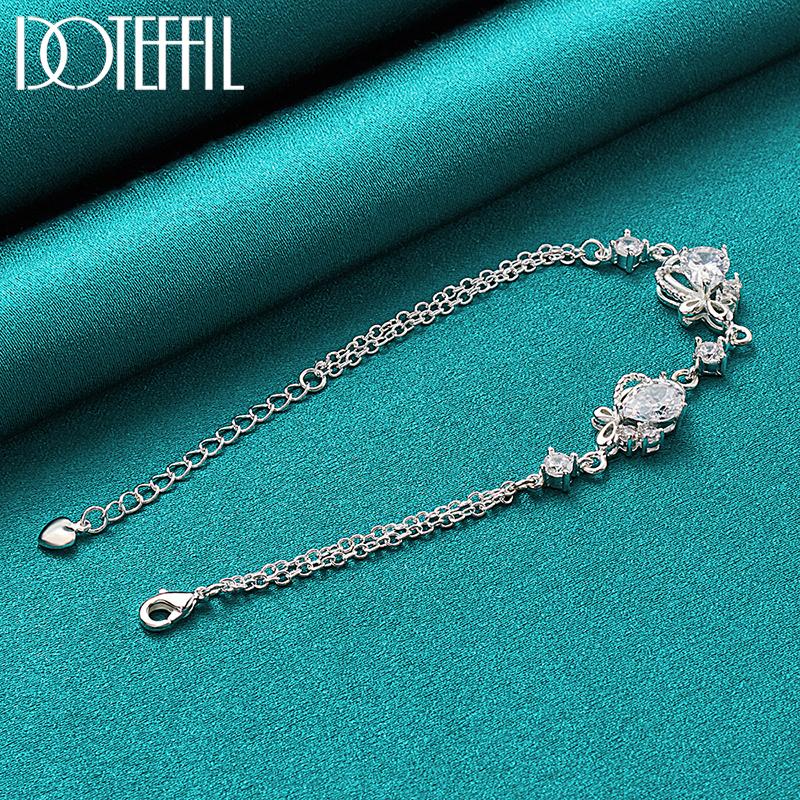 Charm Flower AAA Zircon Bracelet Gift Silver Fashion Jewelry