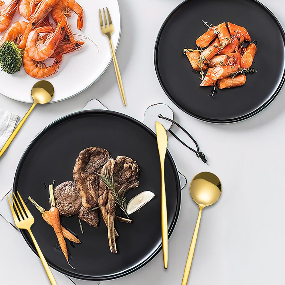 30pcs/6set Dinnerware Knives Fork Dessert Coffee Teaspoons Spoons Ware Set Stainless Steel Cutlery Kitchen Tableware