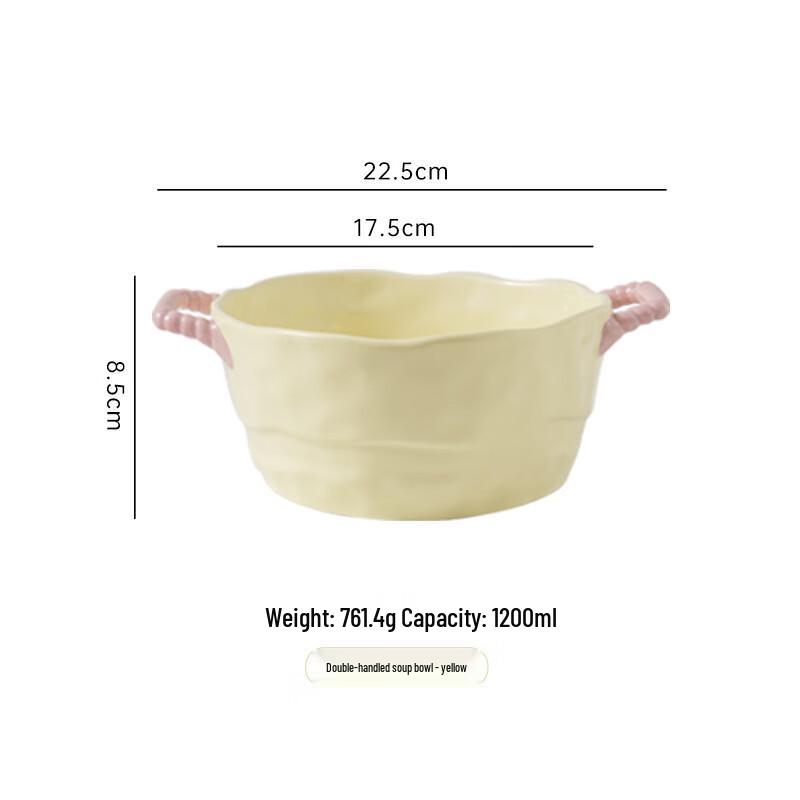 Linpan ZISIZ Ceramic Color-Block Handle Bowl