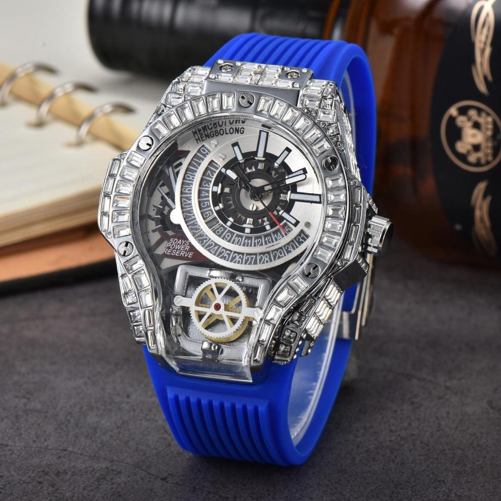 Men's Quartz Watch with Three-Needle Design, Sports Style, Irregular Full Diamond Shape, Similar to Jason Statham's Watch in Warcraft.
