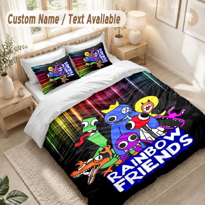 Regenbogenfreunde Bettwäsche-Set, 1 Bettbezug & 2 Kissenbezüge Weich Bequem Schlafzimmer Heimtextil Dekoration