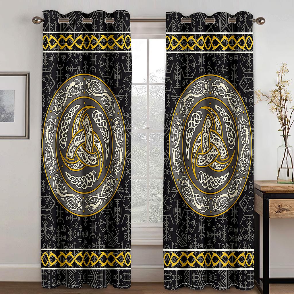Bohemian Abstract Geometric Luxury Simple Free Shipping Thin 2 Pieces Shading Window Drape Curtain for Living Room Bedroom Decor