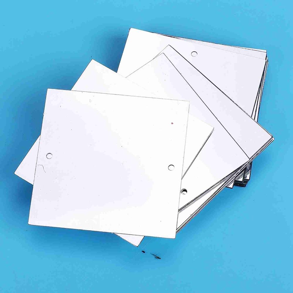 100pcs Silver Square Sequins Double Sided Holes Flat Sequins Loose PVC Sequins Clothing Supplies