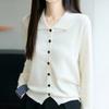 Navava Casual Check Point Collar Long Sleeve Knit Cardigan Nk3590