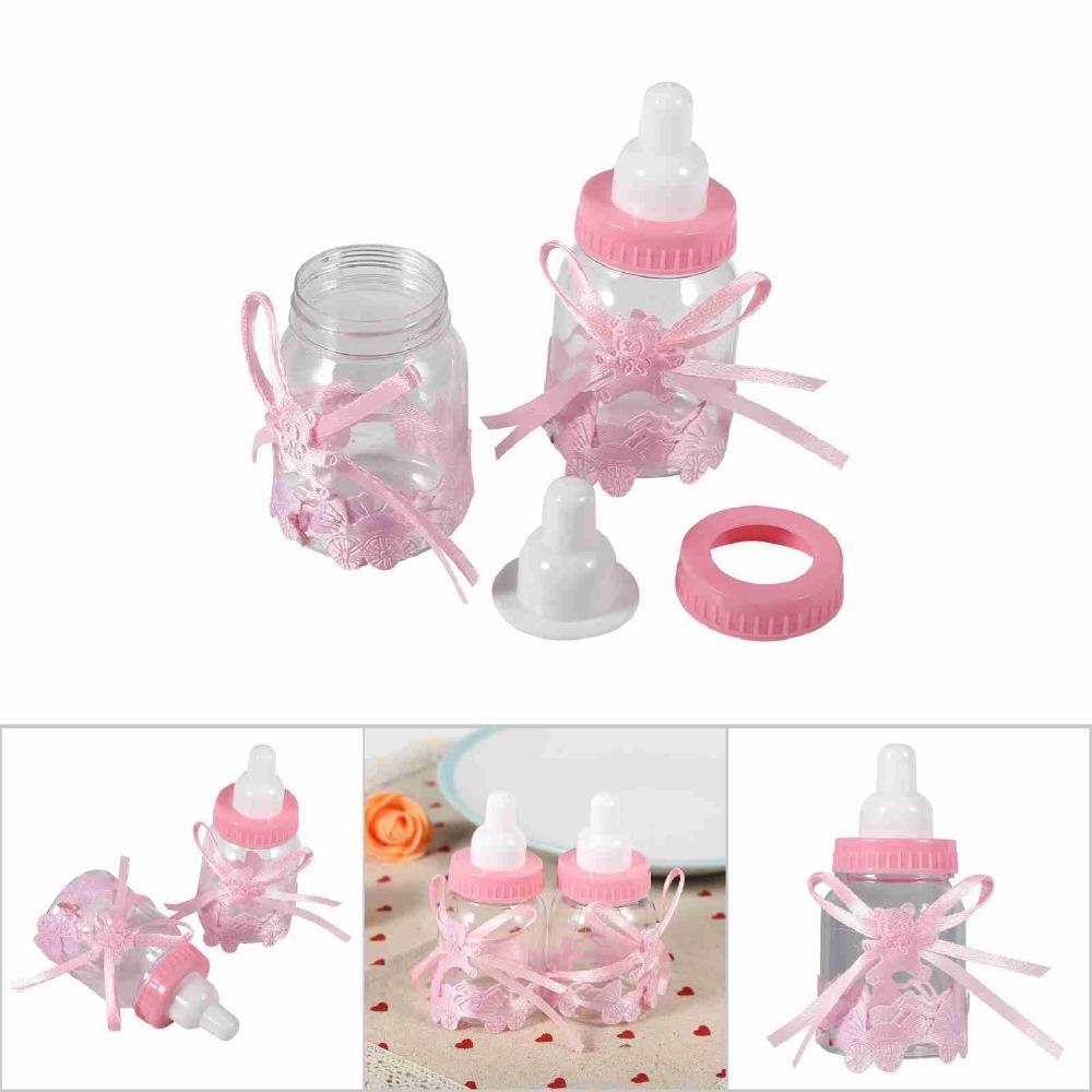 12pcs Plastic Candy Chocolate Bottles Mini Milk Bottles Candy Present Bottles  Home Party Decor розовый
