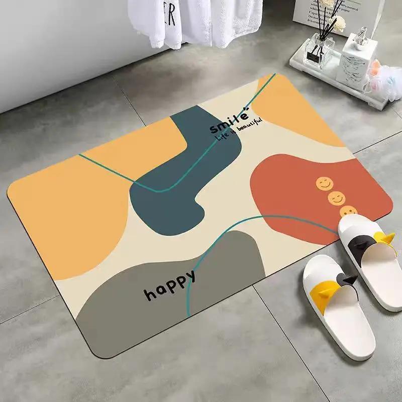 Toilet Bathroom Absorbent Floor Mat Diatom Mud Toilet Entry Door Mat Toilet Non-Slip Foot Mat At Home Door Aaaa