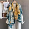 Écharpe en cachemire à imprimé floral pour femme, châles et écharpes en pashmina d'hiver, épais et chaud, couverture de luxe