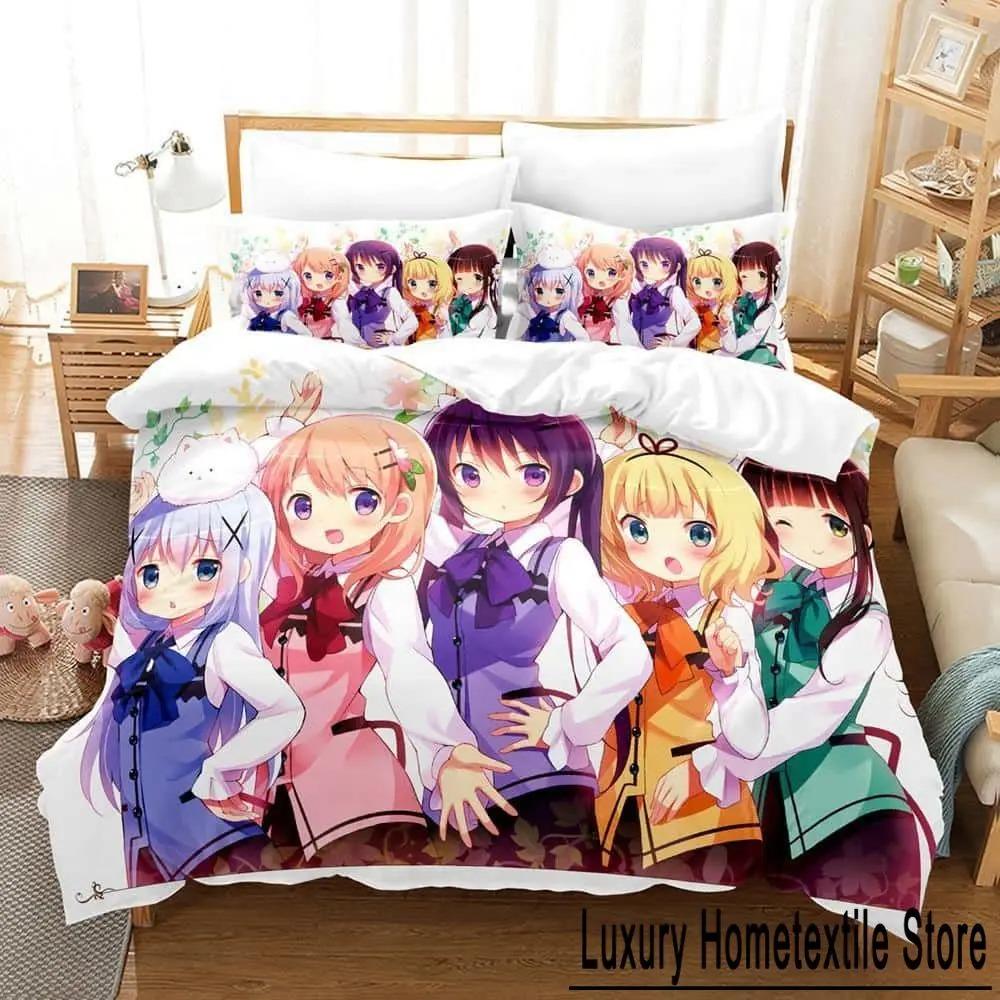 3D Print Anime Is the Order a Rabbit Bedding Set Single Twin Full Queen King Size Bed Set Adult Kid Bedroom Duvet Cover Sets