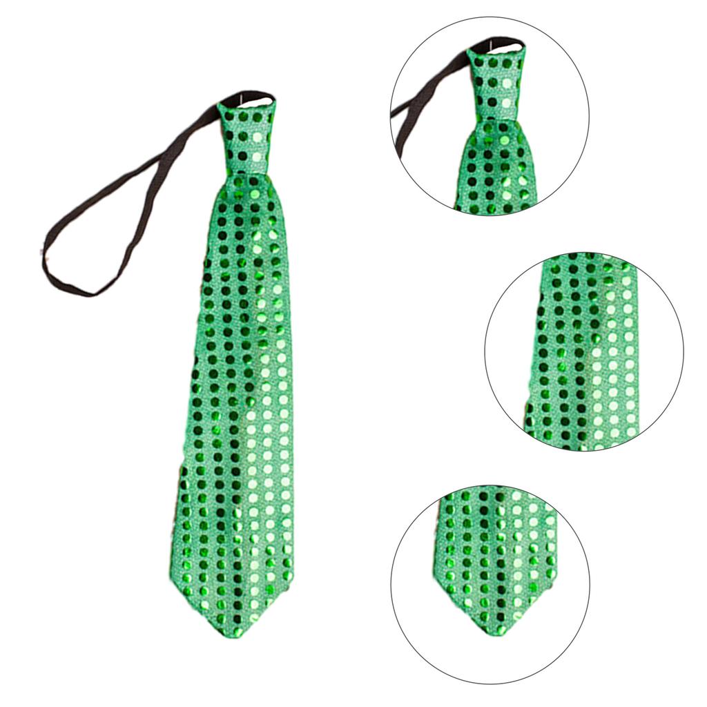 Electric LED Light Up Shinning Sequins Tie Luminous Glitter Paillette Necktie Pre-Tied Neck Wear Party Club Neckwear