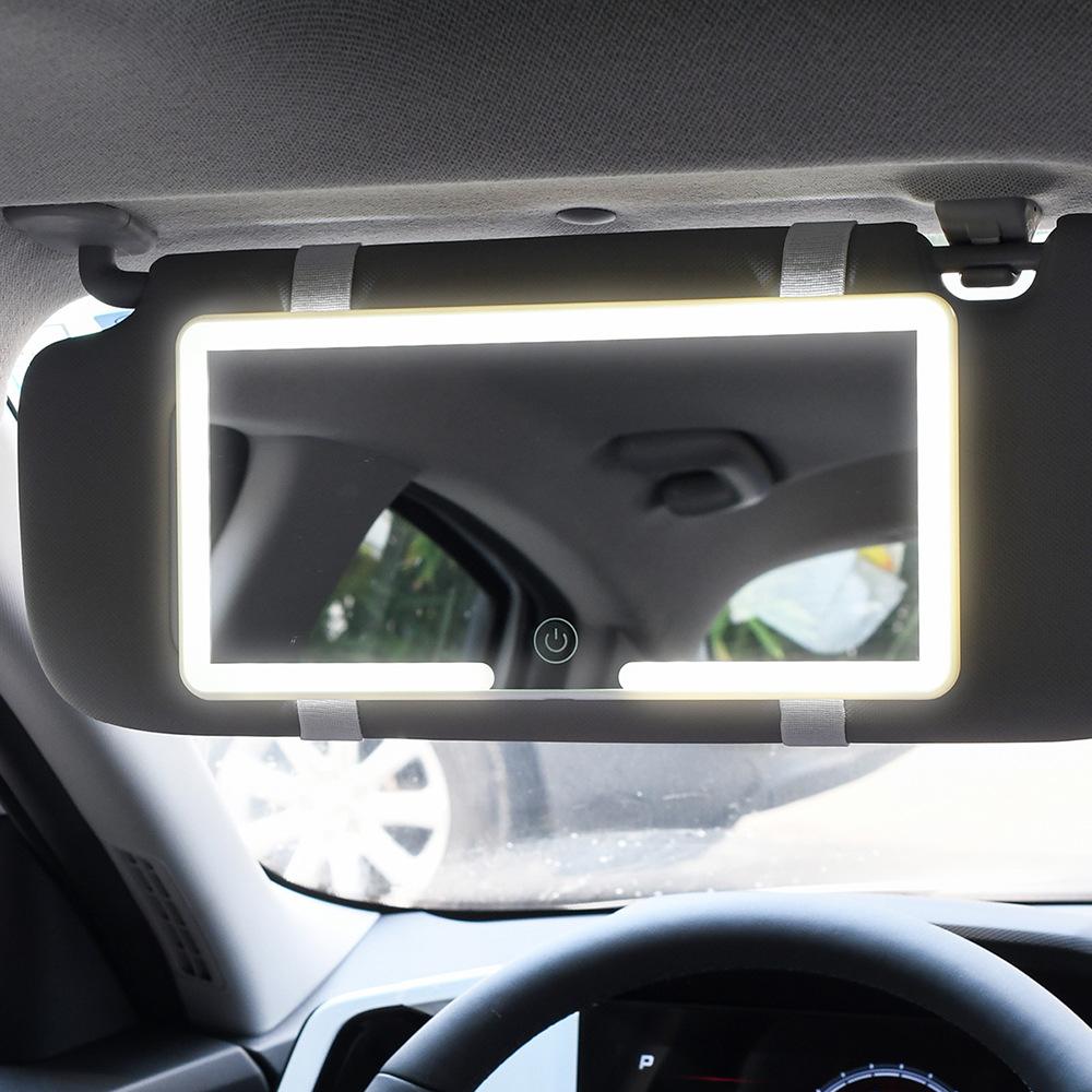 New 1Pcs Car LEDMakeup Mirror Three Gear Adjustment Sun Visor Plate Interior RearMirror Dimmable Touchscreen Auto Vanity Mirror