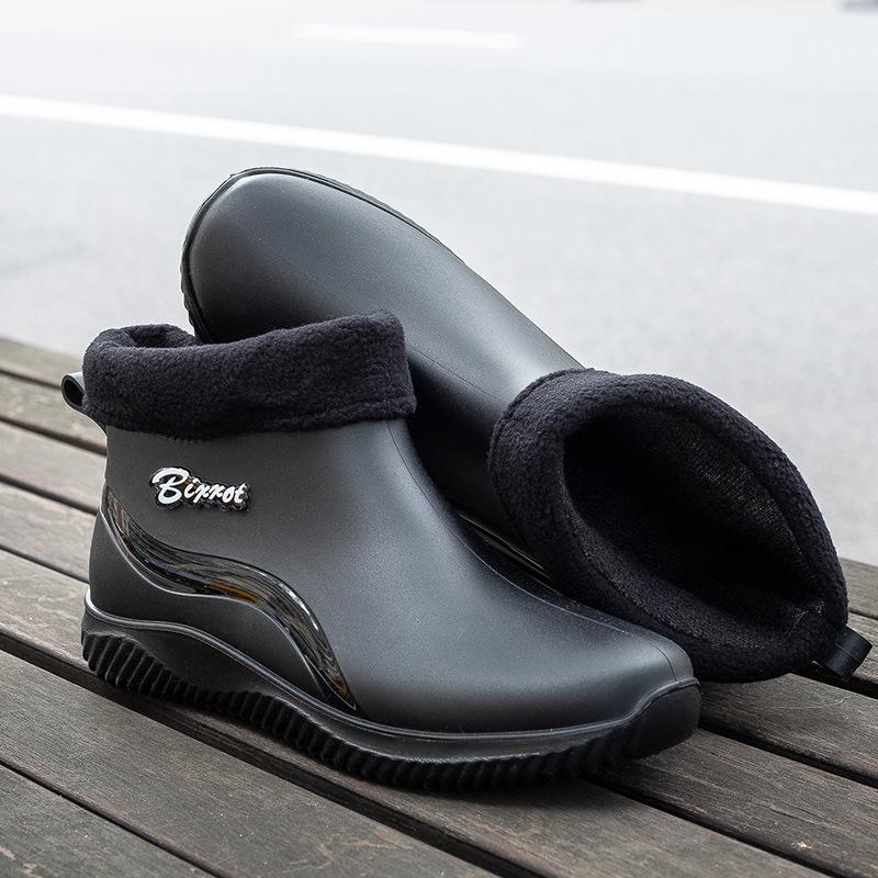 Women's rain shoes short tube new fashion outer wear student water shoes warm kitchen work non-slip rain boots fashion rubber shoes men
