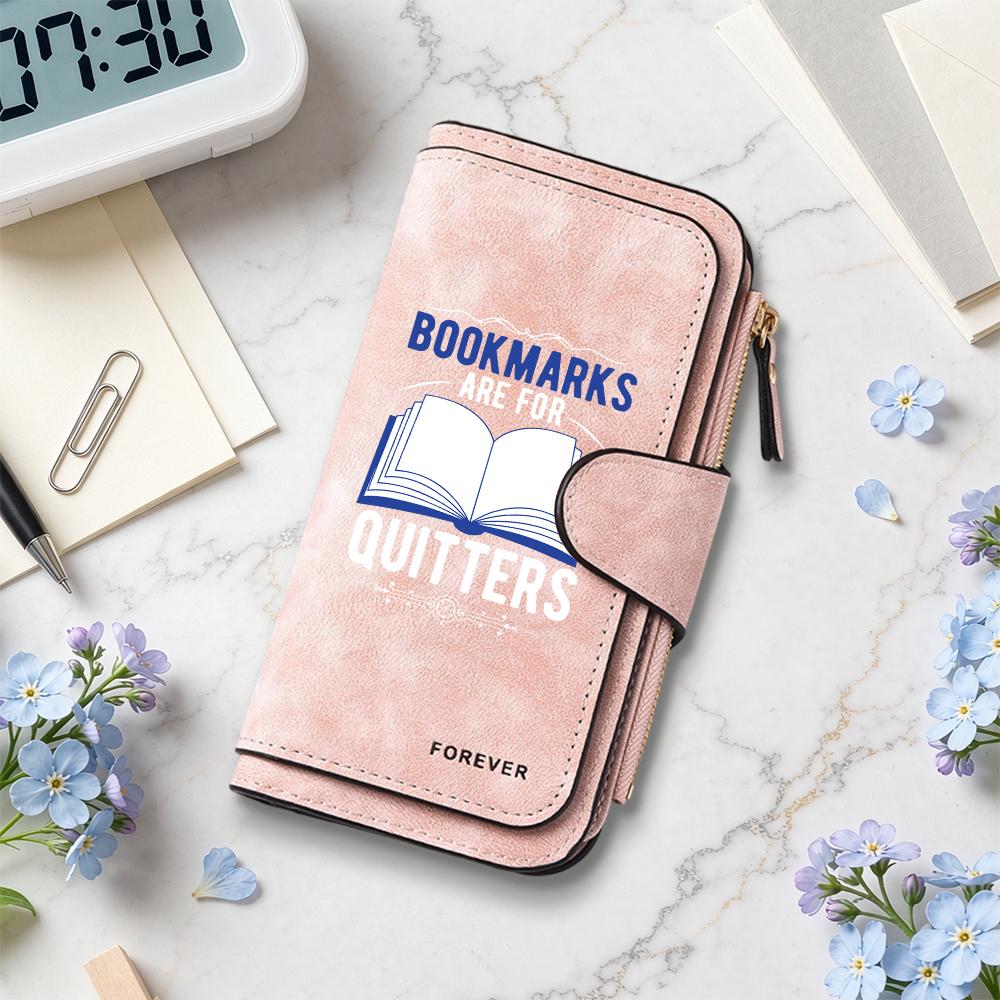 Leather Wallet Funny Book Lovers Gift Fashion Portable Card Holder for Daily Use