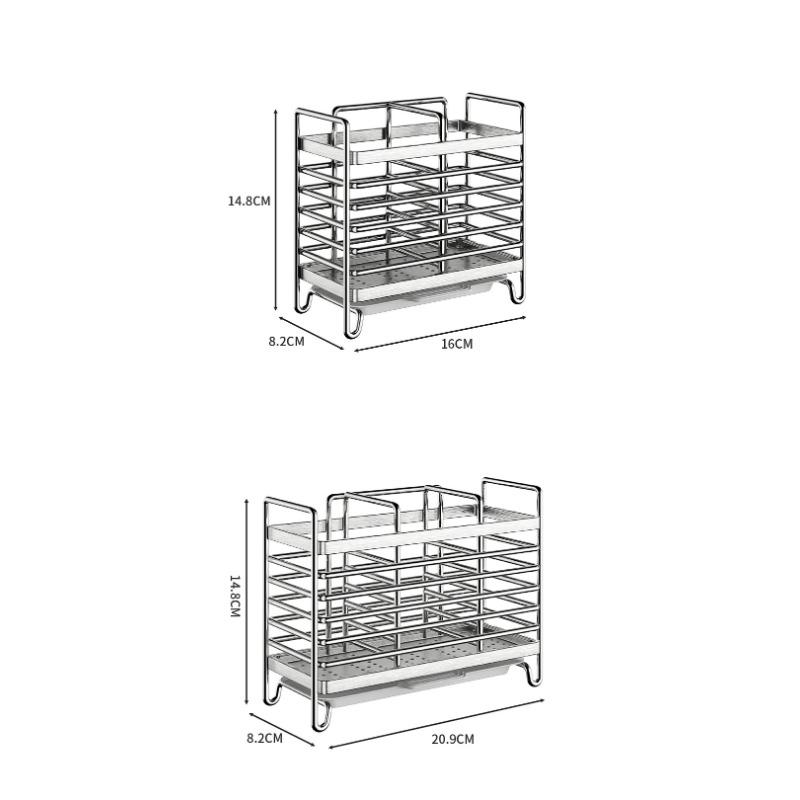 Stainless Steel Chopstick Holder with Hole-free Wall-mounted Storage Basket for Tableware and Spoons for Draining Water