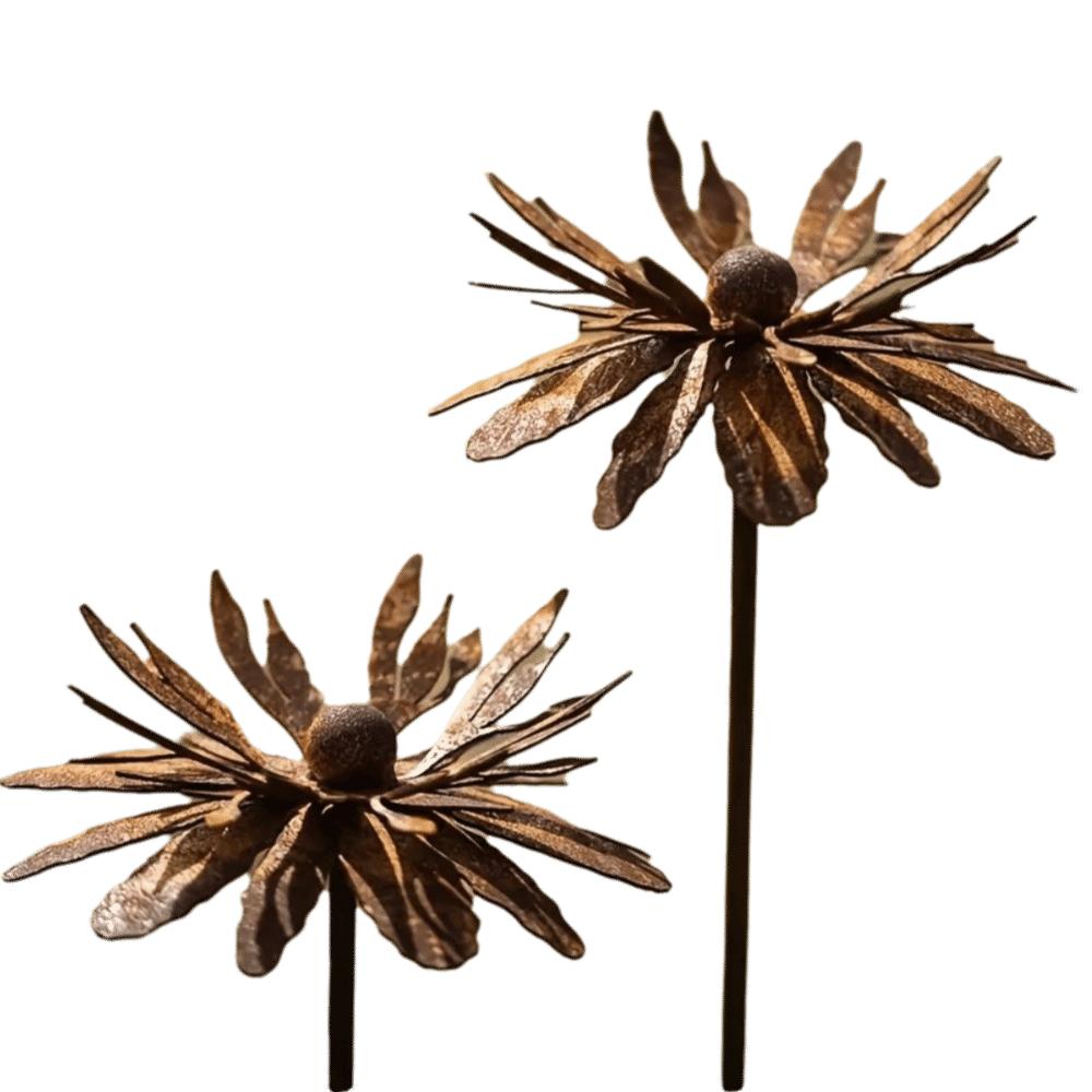 Rusted Metal Daisy Garden Stake Rustic Cornflower Decoration Decorative Plant Stake Outdoor Lawn