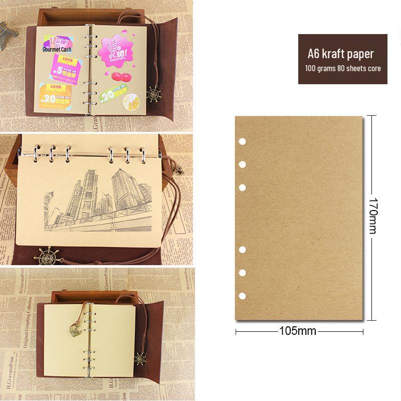 Korean Retro Loose-leaf Notebook: Creative Travel Diary with Pirate Ship Design