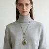 Fantasy Themed Oval Pendant Necklace Gothic Victorian Neckchain Stylish Jewelry With Vintage Gemstones