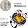 Barber Shop Monochrome Style Handheld Aluminum Foil Insulation Lunch Bag, Multi-Functional Box with Pocket for Women Men Work
