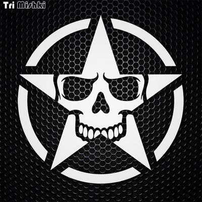 Tri Mishki HZX1258 # pegatinas militares para casco de calavera y estrella, pegatinas de vinilo para coche, pegatinas para accesorios de motocicleta