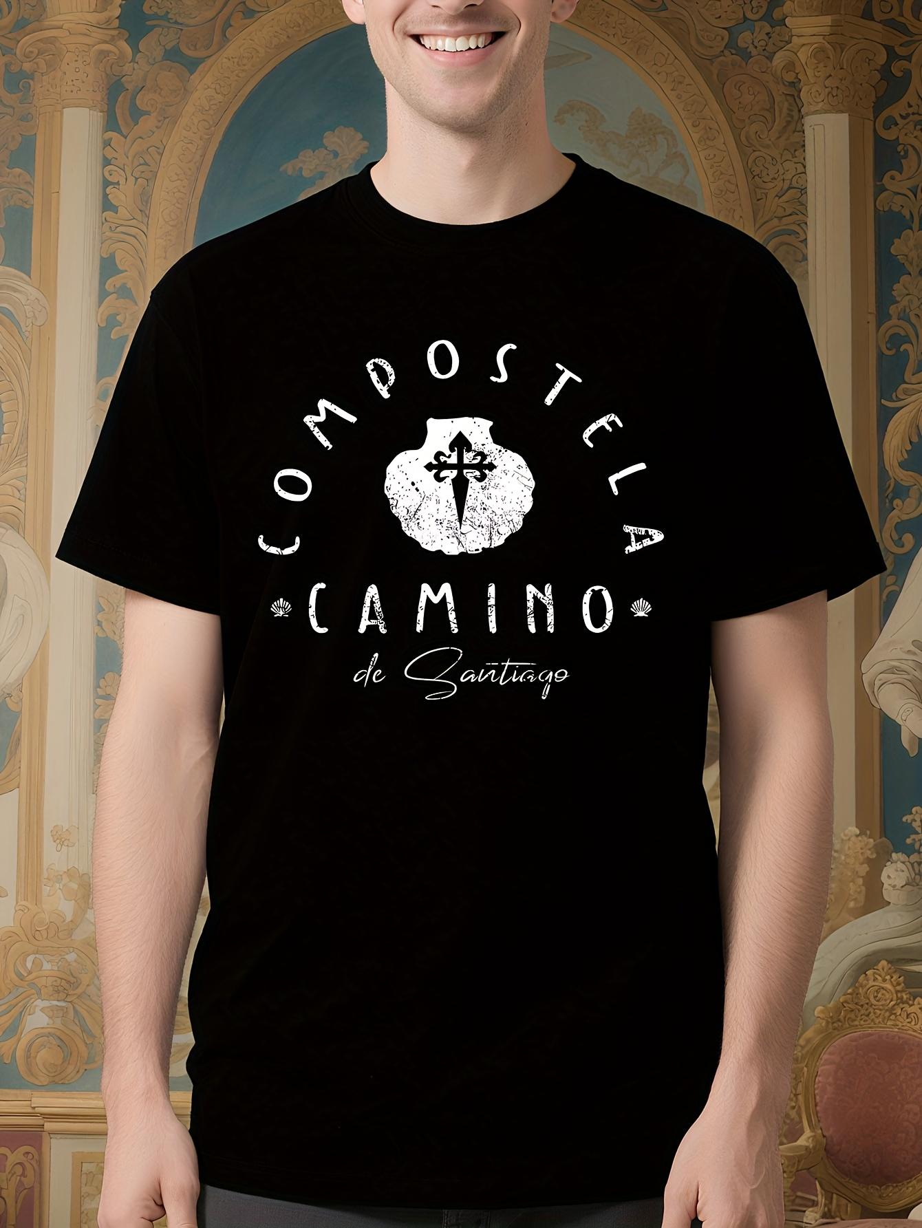 Camino de Santiago Compostela Spain Tshirt - Black Pilgri... L