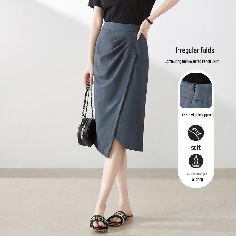 Elegant Asymmetrical Hip-Wrap Midi Skirt